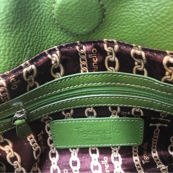 Tignanello Green Leather Perfect 10 French Tote - Picture 10 of 16